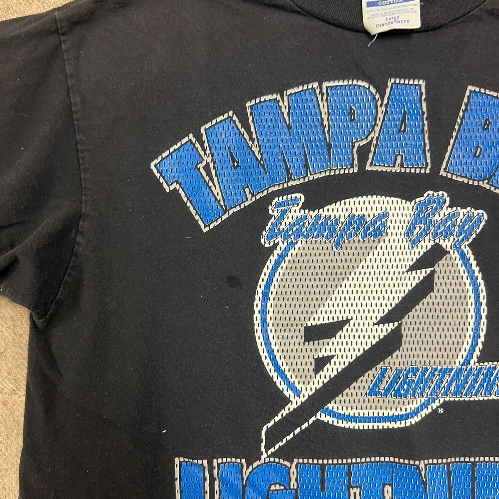 Vintage Tampa Bay Lighting Shirt Mens Large Black 1990s NHL Hockey - Picture 4 of 8